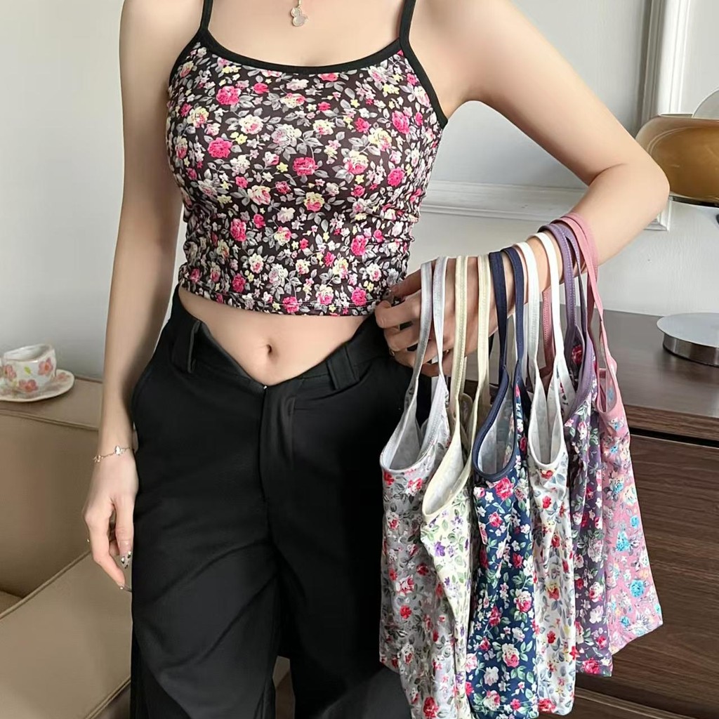 #421 เสื้อสายเดี่ยว เสื้อกล้าม สายเดี่ยว Cotton นุ่ม บาง ทอไร้ตะเข็บข้าง ใส่สบาย แต่งลายลูกไม้