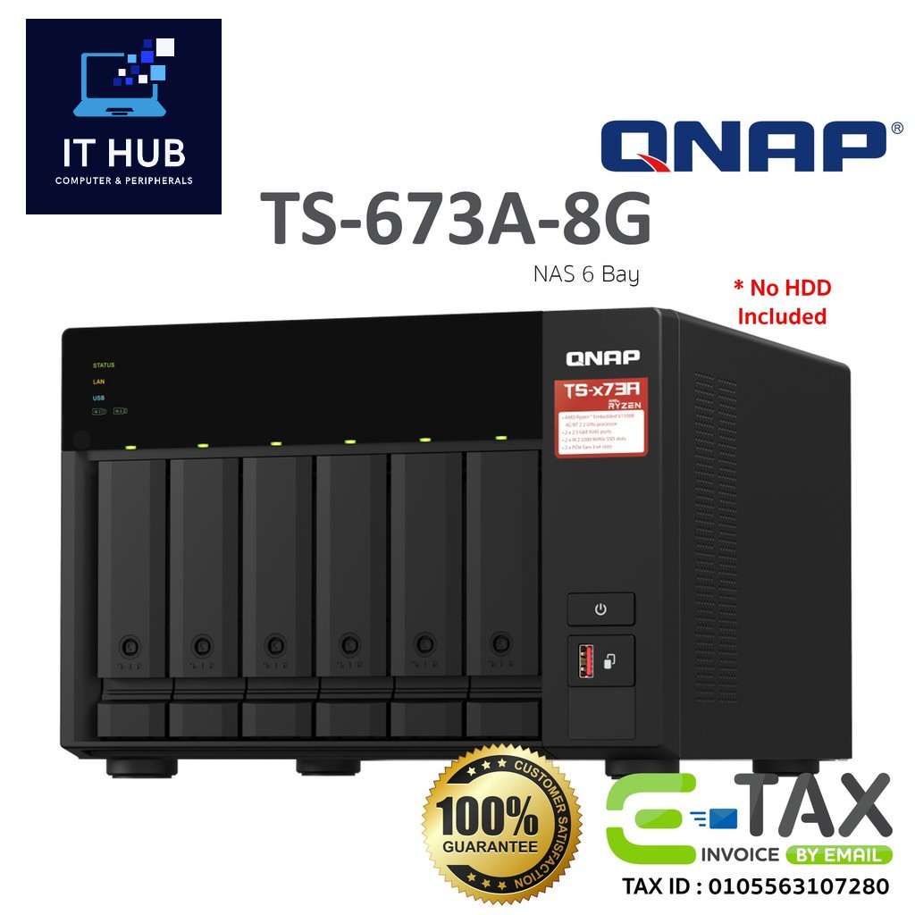 QNAP TS-673A-8G NAS อุปกรณ์เก็บข้อมูลบนเครือข่าย (AMD Ryzen V1500B, HDD 6-Bay with 2.5GbE, 8GB) สินค