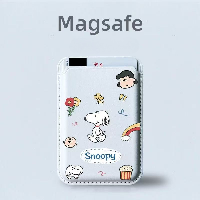 Snoppy น่ารักการ์ตูนกระเป๋าสตางค์สําหรับ iPhone 16 pro Max 15 14 13 12 pro Max 16 PLUS การ์ดผู้ถือโทรศัพท์สําหรับกรณีกระเป๋า