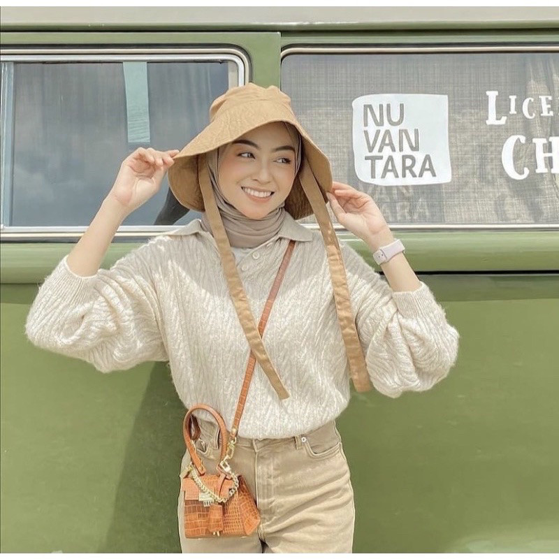 WIDE BUCKET HAT celebgram พร้อมเชือก accent / หมวกผู้หญิง