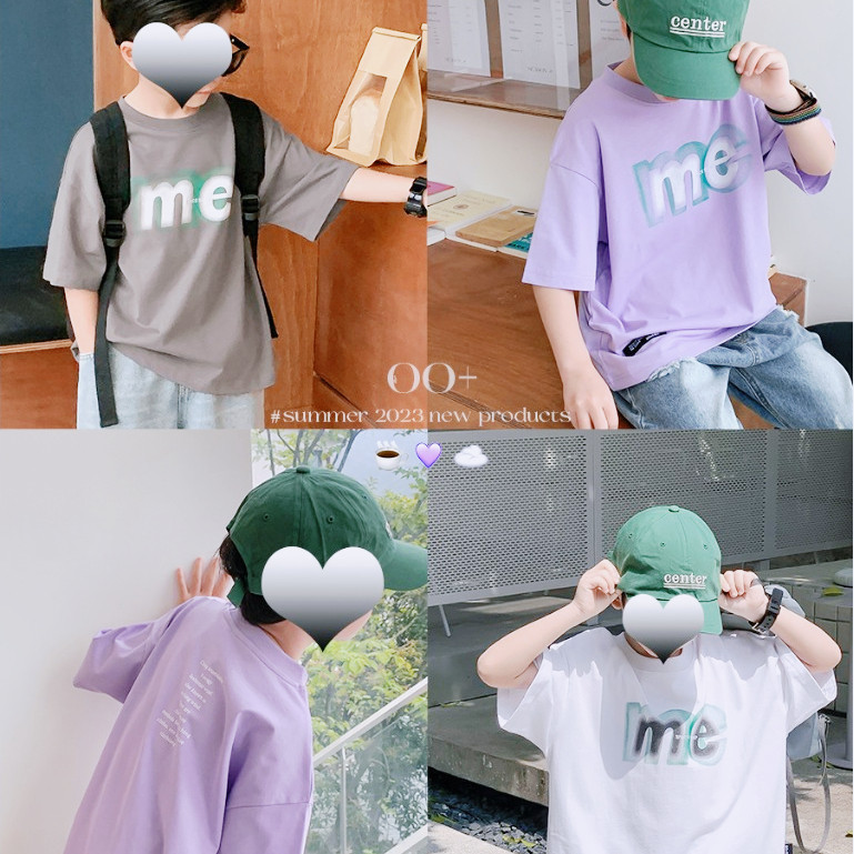 (จัดส่งตลอด 24 ชั่วโมง)เสื้อแขนสั้นเด็กชาย เสื้อยืดคอกลมเด็กชาย ทรงโอเวอร์ไซส์ สกรีนme ใส่แล้วหล่อมาก สไตล์แฟชั่นเกาหลี