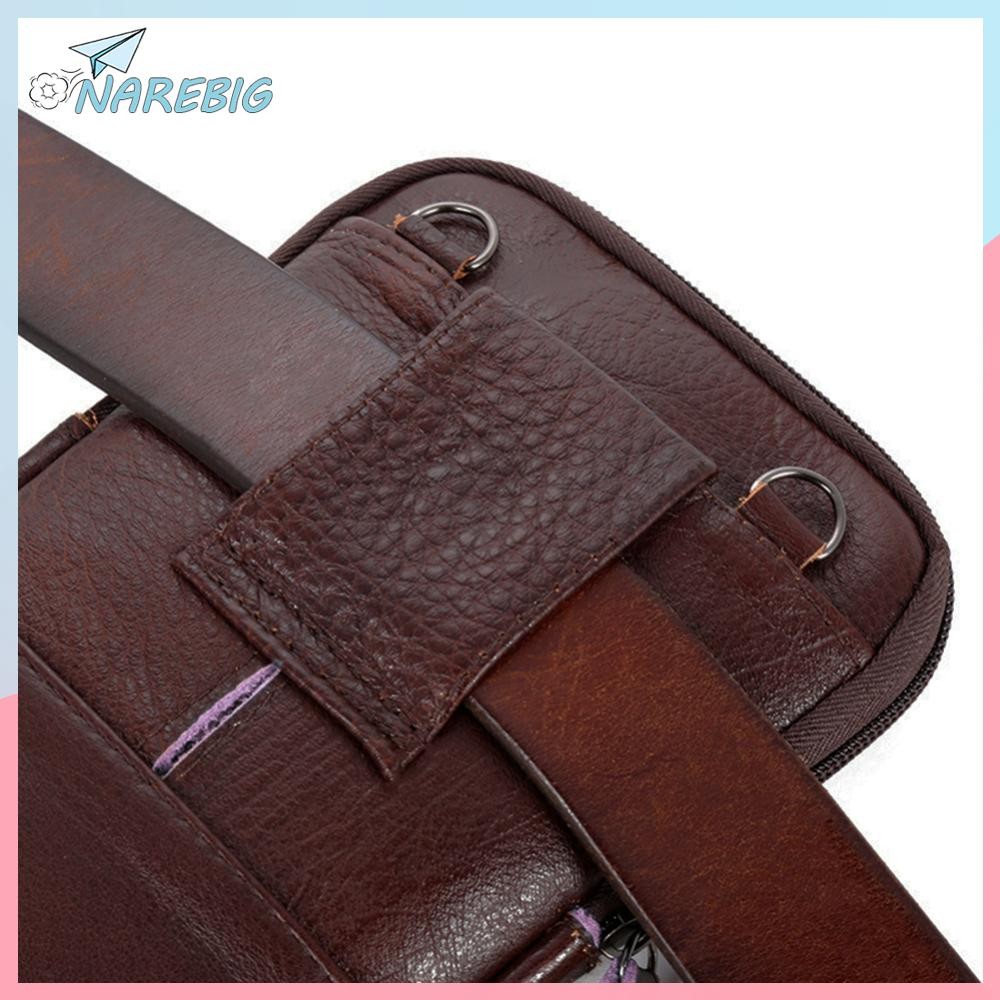 ส่งจากกรุงเทพ🚚 it Genuine Leather Men Shoulder Bag Business Casual Messenger Zip Phone Pouch ✿