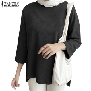 Zanzea เสื้อเชิ้ต คอปก แขน 3/4 สีพื้น สไตล์เกาหลี สําหรับผู้หญิง