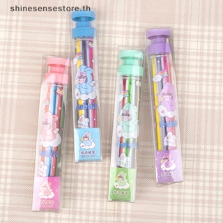 Shine ดินสอสี แบบกด หมุนได้ พกพาง่าย หลากสี 8 สี สําหรับเด็กนักเรียน