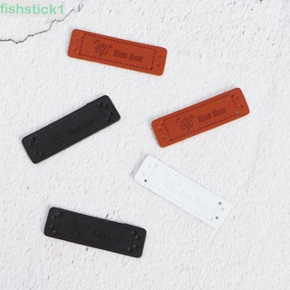 Fishstick1 ป้ายแท็กหนัง PU ลายโลโก้ต้นไม้ แฮนด์เมด สําหรับเย็บผ้า 12 24 ชิ้น