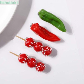 Fishstick1 กิ๊บติดผม สีแดง สไตล์เกาหลี สําหรับผู้หญิง