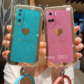 พร้อมส่ง ใหม่ เคสโทรศัพท์มือถือแข็ง ทรงกลม ลายหัวใจ แวววาว พร้อมสายคล้องมือ สําหรับ Honor90 Honor 70 90 Lite 5G 2023 Honor 90 Lite