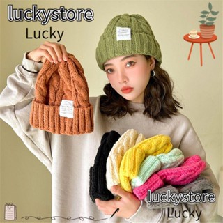 Lucky หมวกบีนนี่ ผ้าถัก แฟชั่นฤดูหนาว