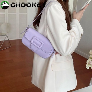 Chookey กระเป๋าสะพายไหล่ลําลอง หนัง PU ขนาดเล็ก จุของได้เยอะ สีพื้น สําหรับสตรี Y2k