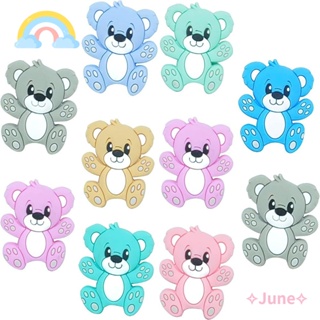 June ลูกปัดซิลิโคน รูปสัตว์น่ารัก 5 สี อุปกรณ์เสริม สําหรับทําสร้อยข้อมือ