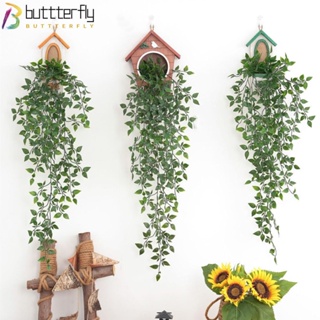 Buttterfly พืชประดิษฐ์ พลาสติก แขวนผนัง ใบไม้สีเขียว สําหรับกลางแจ้ง