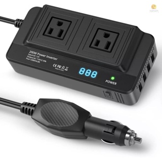 อินเวอร์เตอร์รถยนต์ 200W 12V ถึง 110V ดัดแปลง Sine Wave Power Converter หม้อแปลงไฟฟ้าอินเวอร์เตอร์รถยนต์ พร้อม 2 AC Outlets 4 พอร์ต USB จอแสดงผล LED แรงดันไฟฟ้า สําหรับรถบรรทุก RV HOT 1