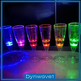 [Dynwave1] แก้วเครื่องดื่มมาร์ตินี่ มีไฟ LED สําหรับงานวันเกิด งานแต่งงาน กลางแจ้ง 6 ชิ้น