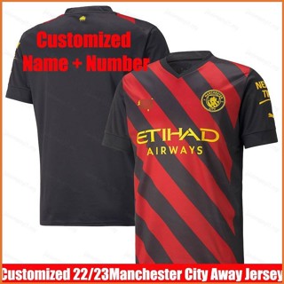 เสื้อกีฬาแขนสั้น ลายทีมฟุตบอล Manchester City Away Jersey 22-23 ชุดเหย้า สําหรับผู้ชาย