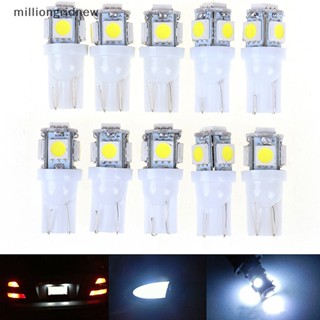 [milliongridnew] หลอดไฟป้ายทะเบียนรถยนต์ LED T10 5-SMD 5050 5W5 สีขาว 10 ชิ้น WQL