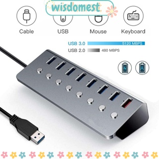 WISDOMEST ฮับ USB 3.0 แยกชาร์จเร็ว พร้อมสวิตช์เปิด ปิด สําหรับโทรศัพท์มือถือ