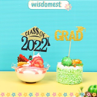 WISDOMEST ป้ายท็อปเปอร์ ลาย Class Of 2022 สําหรับตกแต่งหน้าเค้ก คัพเค้ก ปาร์ตี้จบการศึกษา