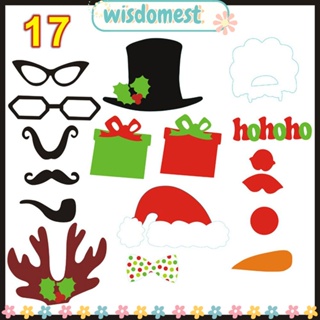 Wisdomest พร็อพถ่ายรูป แว่นตา หมวก หนวด พื้นหลัง แฟชั่นใหม่ DIY 17 ชิ้น ต่อชุด