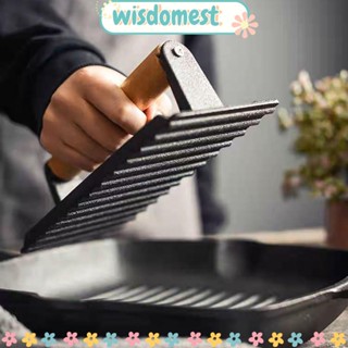 Wisdomest เครื่องบดเบอร์เกอร์ ด้ามจับไม้ ทรงสี่เหลี่ยมผืนผ้า ทนความร้อน ทนทาน อุปกรณ์เสริม สําหรับห้องครัว