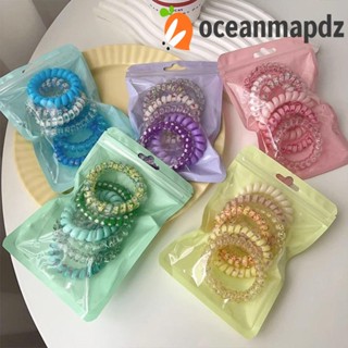 Oceanmapdz ยางรัดผม แบบเกลียว สีแคนดี้ 6 ชิ้น ต่อชุด