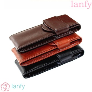 Lanfy กระเป๋าใส่ปากกา ดินสอ แบบหนัง 3 สี กันน้ํา คุณภาพสูง สีดํา กาแฟ น้ําตาล สําหรับสํานักงาน