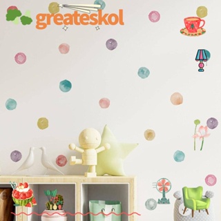 Greateskol สติกเกอร์ ลายจุด สีรุ้ง ทรงกลม สไตล์โมเดิร์น ลอกออกได้ สําหรับติดตกแต่งผนังห้องเรียน 72 ชิ้น