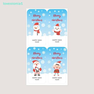 【loveoionia1】สติกเกอร์ฉลากซีล ลาย Merry Christmas Thank You ทรงสี่เหลี่ยมผืนผ้า สําหรับตกแต่งกล่องของขวัญ งานแต่งงาน 100 ชิ้น【IA】