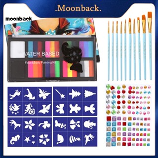 &lt;moonback&gt; ชุดสีเพ้นท์หน้า ไฮโปอัลเลอร์จีนิก 10 สี พร้อมสติกเกอร์พลอยเทียม ใช้ง่าย สําหรับเด็ก