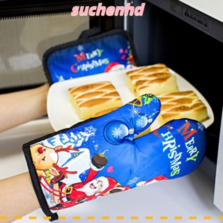 Suchenhd 2 ชิ้น / เซต เตาอบ คริสต์มาส เตาอบ ถุงมือ เบเกอรี่ เครื่องมือขนม ทนความร้อน ที่ใส่หม้อผ้าฝ้าย