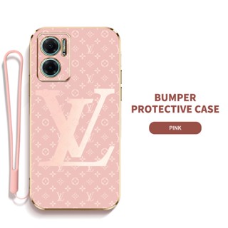 LV Ybd เคสโทรศัพท์มือถือ ซิลิกาเจล พร้อมสายคล้อง บาง ป้องกันเลนส์ สําหรับ Xiaomi Redmi 10 5G 2022 10 Prime+ 5G 11 Prime 5G