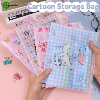 SANRIO กระเป๋าเครื่องเขียน กระเป๋าเครื่องเขียน ลายการ์ตูน Melody Cinnamoroll กันน้ํา สีโปร่งใส สําหรับนักเรียน สํานักงาน โรงเรียน