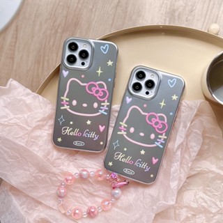 เคสโทรศัพท์มือถือแบบแข็ง ชุบเงิน ลายแมว KT สําหรับ iPhone 11 12 12Pro 12ProMax 13 13Pro 13ProMax 14 14Pro 14ProMax