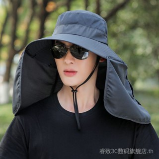 Sun hat mens summer sun hat outdoor fishing hat large eaves face-covering fisherman hat UV protection sun hat L1PL