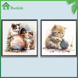 【Doub X ✮】ภาพวาดปักเพชร ทรงกลม ลายแมว 5D DIY สําหรับตกแต่งบ้าน ✮