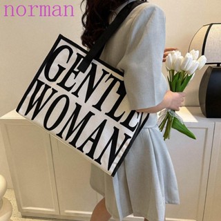 Norman Gentlewoman กระเป๋าถือ กระเป๋าสตางค์ลําลอง ผ้าแคนวาส พิมพ์ลายตัวอักษร แฟชั่นไทย สําหรับวัยรุ่น นักเรียน