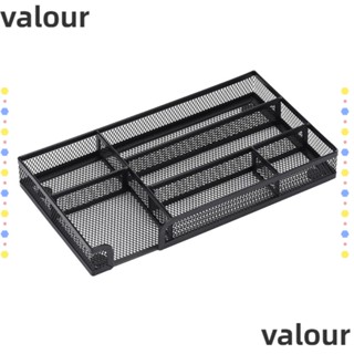 Valour ถาดตาข่ายโลหะ 6 ช่อง สีดํา สําหรับจัดเก็บเครื่องเขียน สํานักงาน