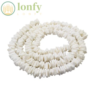 Lonfy ลูกปัดหอยธรรมชาติ ทรงสี่เหลี่ยม 8-12 มม. สีขาว สําหรับทําเครื่องประดับ DIY 2 เส้น 380 ชิ้น