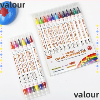 Valour อุปกรณ์มาร์กเกอร์เรืองแสง ลบได้ เปลี่ยนสีได้ 12 สี ต่อชุด