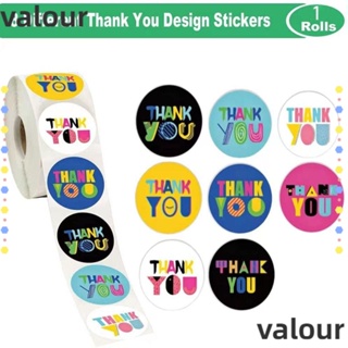 Valour สติกเกอร์ฉลาก Thank You ทรงกลม มีกาวในตัว หลากสี 500 ชิ้น 1.5 นิ้ว 500 ชิ้น