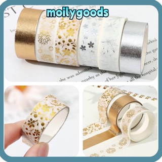 Moilyhd สติกเกอร์เทปวาชิ ฟอยล์สีทอง เครื่องเขียน สําหรับตกแต่ง 6 ม้วน ต่อชุด