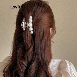 Lovito กิ๊บติดผม ประดับมุกสำหรับผู้หญิง LNA14098 (สีขาว)