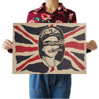 โปสเตอร์กระดาษคราฟท์ ลาย God Save The Queen สไตล์เรโทร สําหรับตกแต่งบ้าน