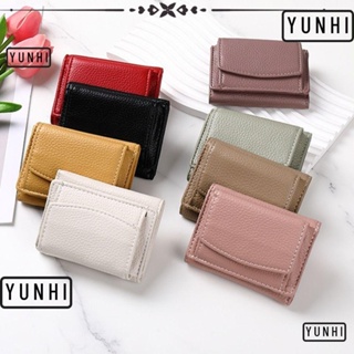 Yunhi กระเป๋าสตางค์ ใบสั้น หนัง PU ขนาดเล็ก 8 สี แฟชั่นเรียบง่าย สําหรับผู้หญิง 2023