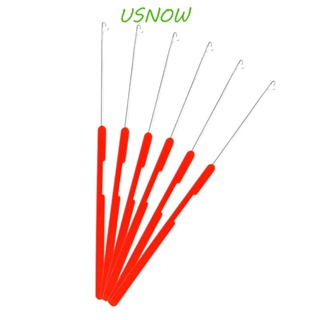 Usnow เข็มตะขอถักโครเชต์ พลาสติก โลหะ สีแดง สําหรับถักเปีย จัมโบ้ 10 ชิ้น ต่อชุด