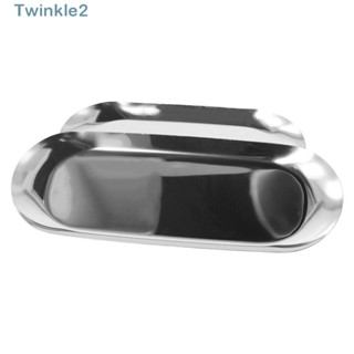 Twinkle ถาดสเตนเลส ทรงวงรี สีเงิน ทําความสะอาดง่าย สีทอง 3.35 นิ้ว × 7.09 นิ้ว และ 3.54 นิ้ว × 9.06 นิ้ว 2 ชิ้น สําหรับ LivingRoom