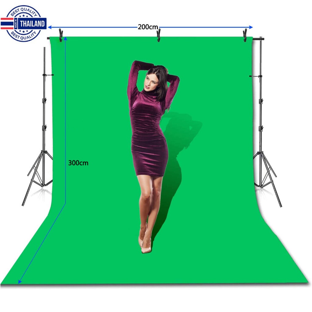 Photo Video Studio Adjustable 2x2m Backdrop Background Stand Support System Kit with 2x3m Green Screen Polyester Fabric