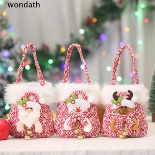 Wonda ถุงของขวัญคริสต์มาส ผ้าลินิน ลายการ์ตูนซานตาคลอส น่ารัก