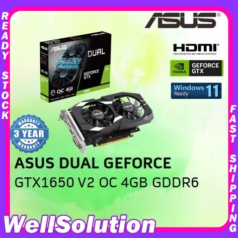 การ์ดจอ ASUS Dual GeForce GTX 1650 V2 OC Edition 4GB GDDR6