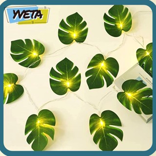 Yveta สายไฟ LED รูปใบไม้ สีเขียว ใช้แบตเตอรี่ 1.5 เมตร สําหรับตกแต่งต้นเต่า DIY