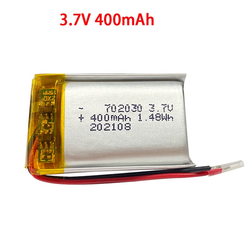 702030 3.7V  400mAh lithium polymer rechargeable battery for toys DIY MP3 GPS PSP DVR remote control
